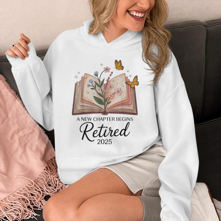 Retired 2025 A New Chapter Begins Retirement Teacher Book Unisex Hoodie, funny design