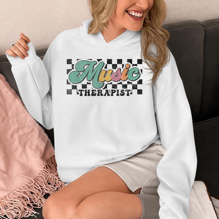 Retro Checkered Music Therapist Squad Music Therapy Teacher For Men Women Unisex Hoodie, funny design