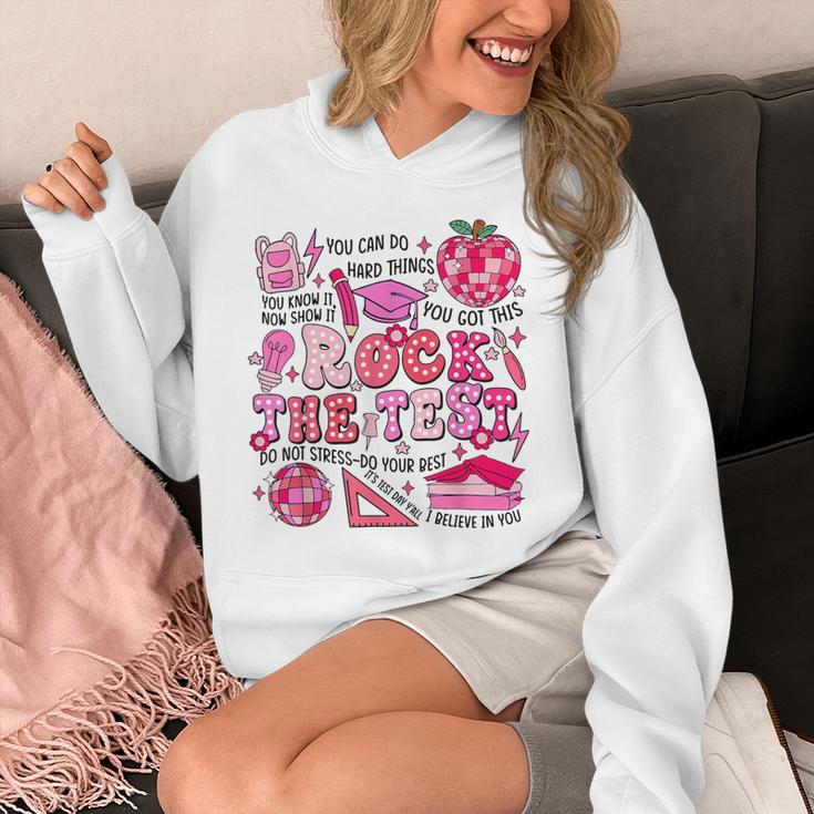 Rock The Test Testing Day Don't Stress Do Your Best Teacher For Men Women Girls Kids Unisex Hoodie, funny design