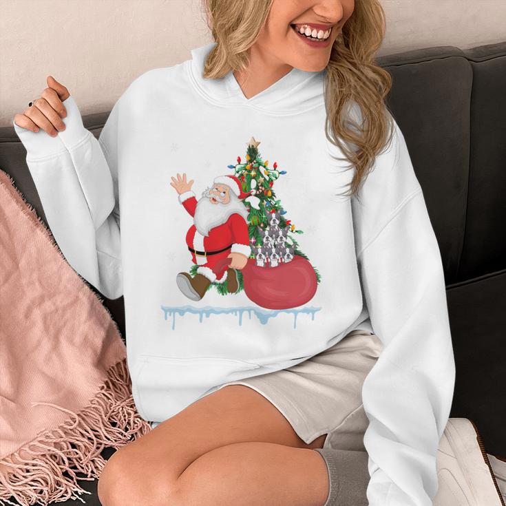 Santa Ugly Christmas Tree Lights Boston Terrier Dog Lover Unisex Hoodie, Boston Terrier Christmas Gifts, funny design