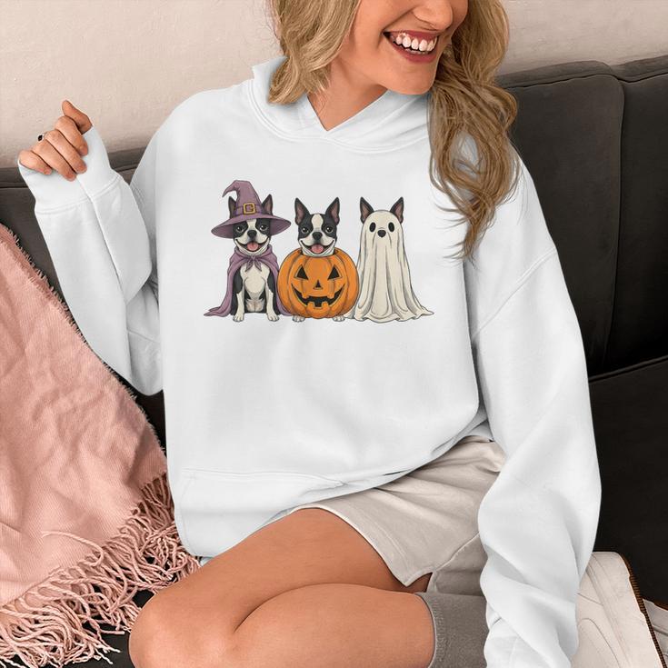 Spooky Ghost Boston Terrier Pumpkin Halloween Dog Lover Unisex Hoodie, Boston Terrier Ghost Gifts, Boston Terrier Halloween Gifts, funny design
