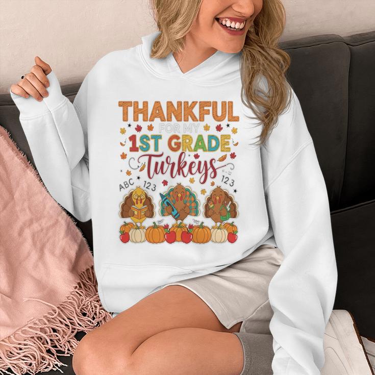Teach Thanksgiving Teacher Thankful For My 1st Grade Turkeys Unisex Hoodie, funny design