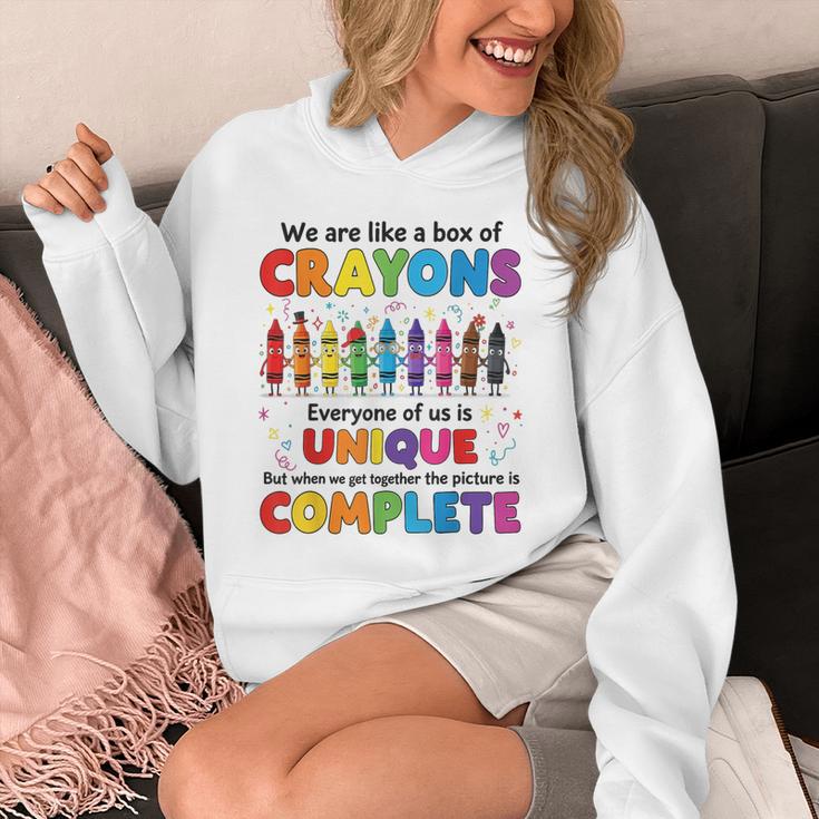 Teacher We Are Like a Box Of Crayons Back To School Unisex Hoodie, funny design