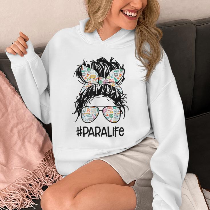 Teacher Para Life Tee Paraprofessional Cute Messy Bun Unisex Hoodie, funny design