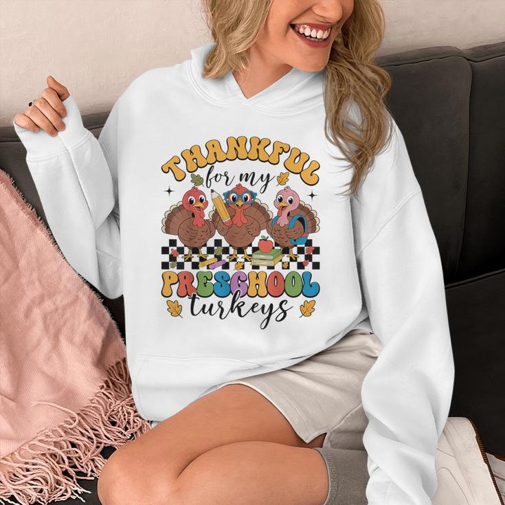 Thankful For My Preschool Turkeys Thanksgiving Teacher Fall Unisex Hoodie, funny design