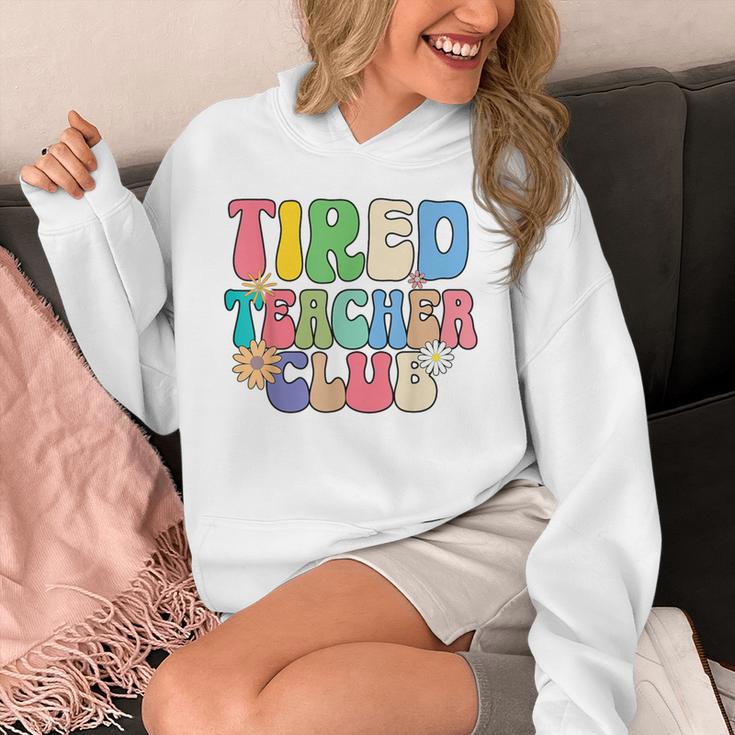 Tired Teachers Club Groovy Teachers Back To School Unisex Hoodie, funny design