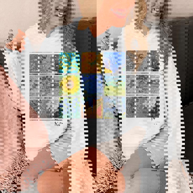 ひまわりと星月夜のゴッホ絵画コラージュ パーカー