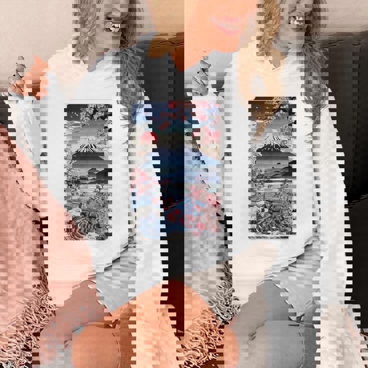 日本の桜庭 芸者 富士山 桜 木 パーカー