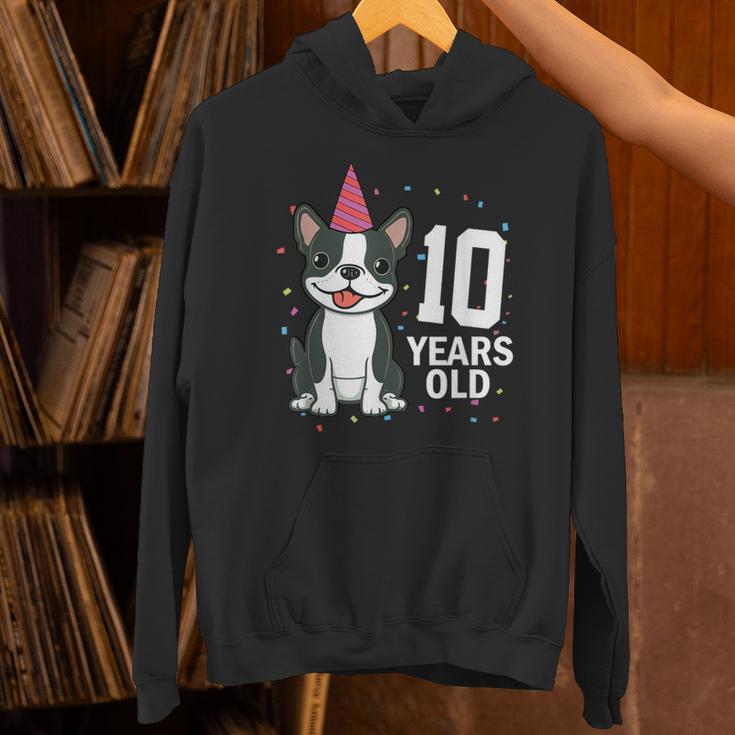 10 Years Old Birthday Boston Terrier Dog Lover 10th Party For Men Women Kids Unisex Hoodie, gift for family, gift for coworker