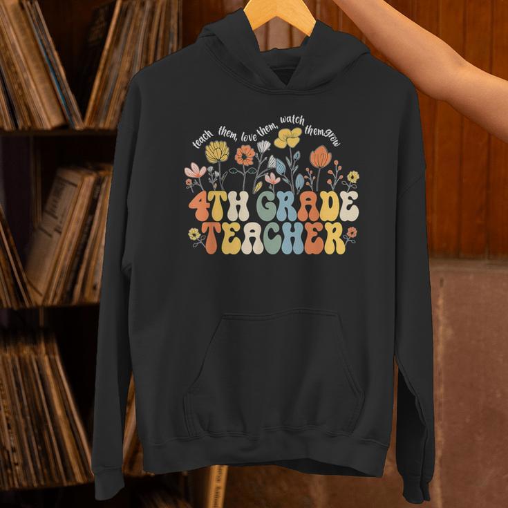 4th Fourth Grade Teacher Appreciation Teaching Wildflowers Unisex Hoodie, 4th Grade Teacher Hoodies, gift for family, gift for coworker