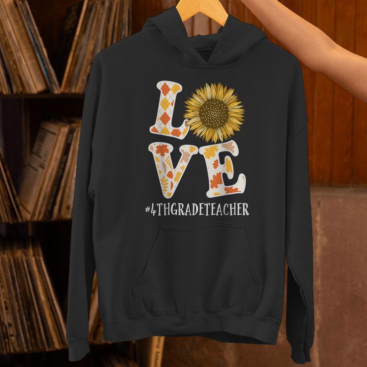 4th Grade Teacher Love Autumn Fall Sunflower Appreciation Unisex Hoodie, 4th Grade Teacher Hoodies, gift for family, gift for coworker