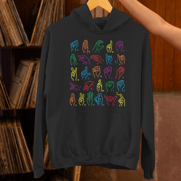 ABC Sign Language Chart Teacher Hand Letter Alphabet ASL Unisex Hoodie, gift for family, gift for coworker