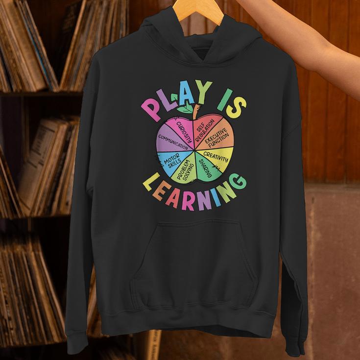 Apple Retro Play Is Learning Kindergarten Teacher Daycare Unisex Hoodie, gift for family, gift for coworker Apple Retro Play Is Learning Kindergarten Teacher Daycare Unisex Hoodie, gift for family, gift for coworker