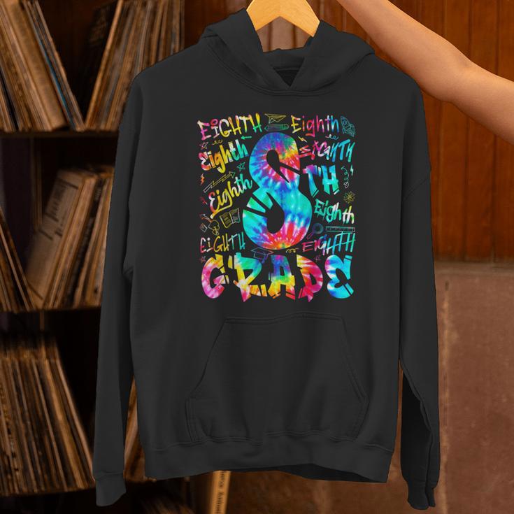 Back To School Eighth 8th Grade Tie Dye Typography Teacher Unisex Hoodie, gift for family, gift for coworker