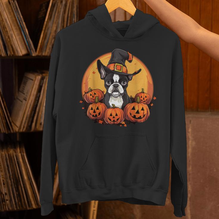 Boston Terrier Bostie Dog Breed Pet Halloween Pumpkins Unisex Hoodie, Boston Terrier Halloween Hoodies, gift for family, gift for coworker