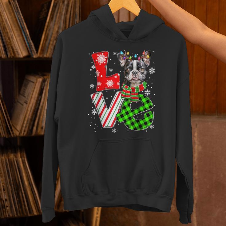 Boston Terrier Christmas Tree Lights Santa Dog Xmas For Men Women Kids Unisex Hoodie, Boston Terrier Christmas Hoodies, gift for family, gift for coworker