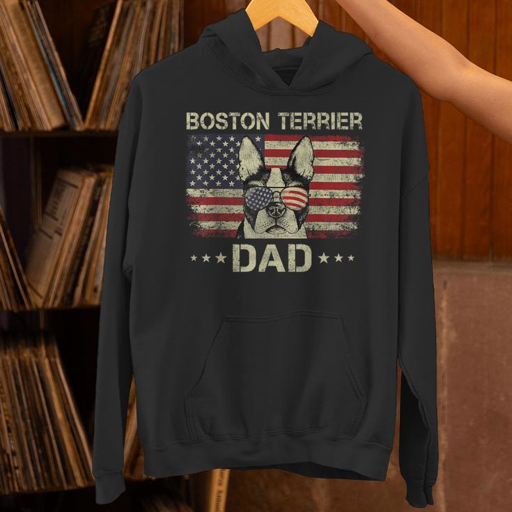 Boston Terrier Dad Dog Lovers American Flag 4th Of July For Women Men Unisex Hoodie, Boston Terrier Dad Hoodies, American Boston Terrier Hoodies, Boston Terrier 4th Of July Hoodies, gift for family, gift for coworker