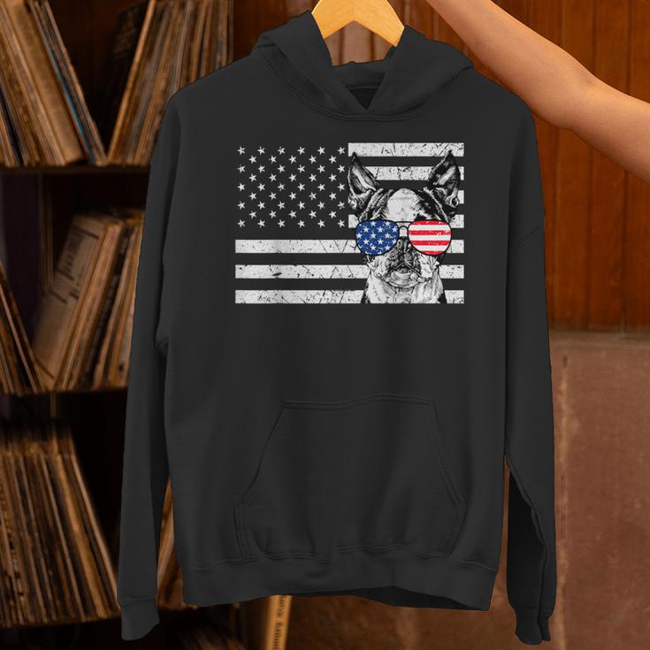 Boston Terrier Dog 4th Of July US American Flag Patriotic Unisex Hoodie, Patriotic Boston Terrier Hoodies, American Boston Terrier Hoodies, Boston Terrier 4th Of July Hoodies, gift for family, gift for coworker