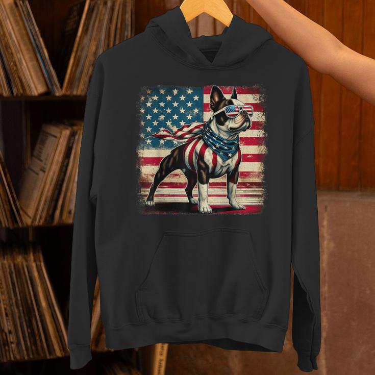Boston Terrier Dog 4th Of July USA American Flag Patriotic Unisex Hoodie, Patriotic Boston Terrier Hoodies, American Boston Terrier Hoodies, Boston Terrier 4th Of July Hoodies, gift for family, gift for coworker