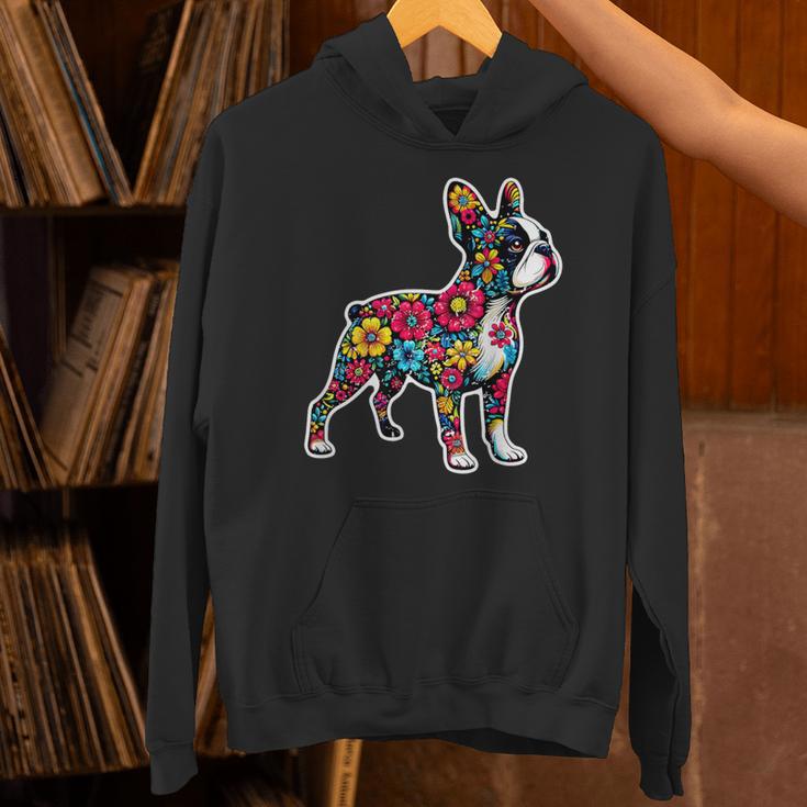 Boston Terrier Floral Vintage Dog Mom Distressed Men Women Kids Unisex Hoodie, Boston Terrier Mom Hoodies, gift for family, gift for coworker