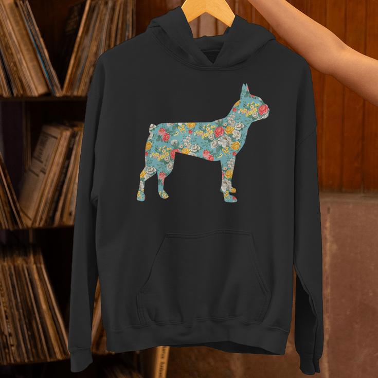 Boston Terrier Flower Silhouette Floral Dog Men Women Girls Kids Unisex Hoodie, gift for family, gift for coworker