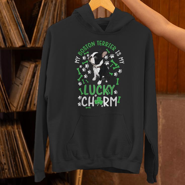 My Boston Terrier Is My Lucky Charm Paw Dog St Patrick's Day Unisex Hoodie, gift for family, gift for coworker