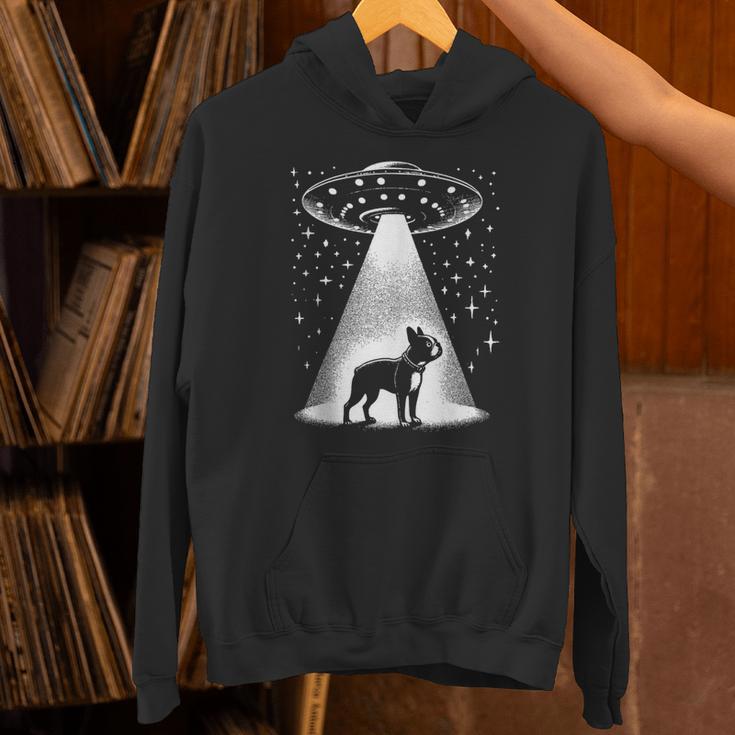 Boston Terrier Mom Dad Dog Alien UFO Unisex Hoodie, Boston Terrier Mom Hoodies, Boston Terrier Dad Hoodies, gift for family, gift for coworker