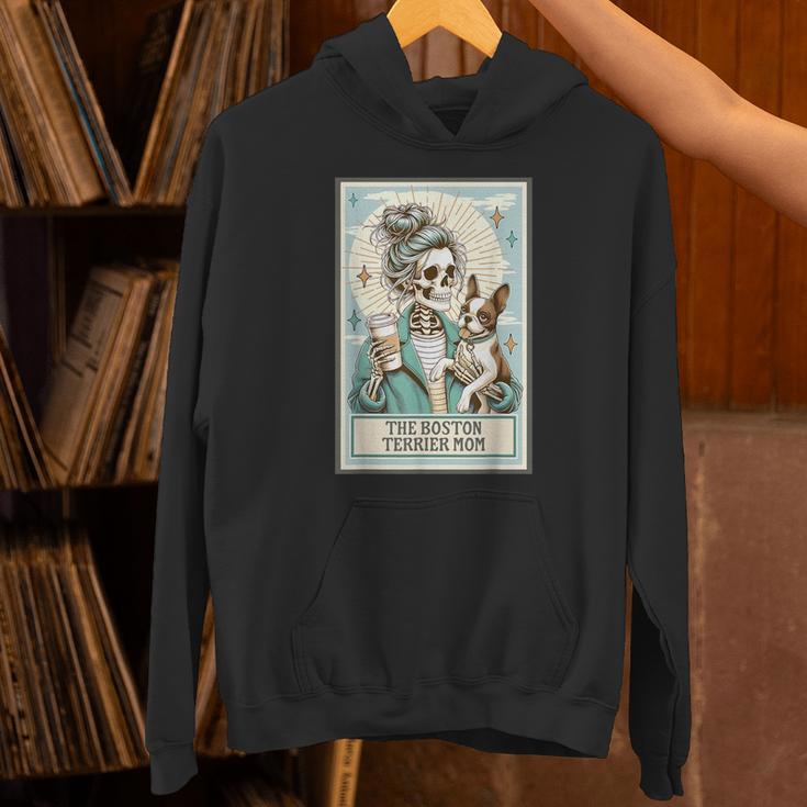 Boston Terrier Mom Skeleton Tarot Card Witch Vibes Dog Mom Unisex Hoodie, Boston Terrier Mom Hoodies, Boston Terrier Tarot Hoodies, gift for family, gift for coworker