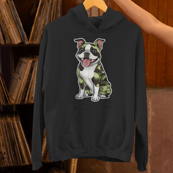 Camo Boston Terrier Pet Owner Camouflage Dog Lover Unisex Hoodie, gift for family, gift for coworker