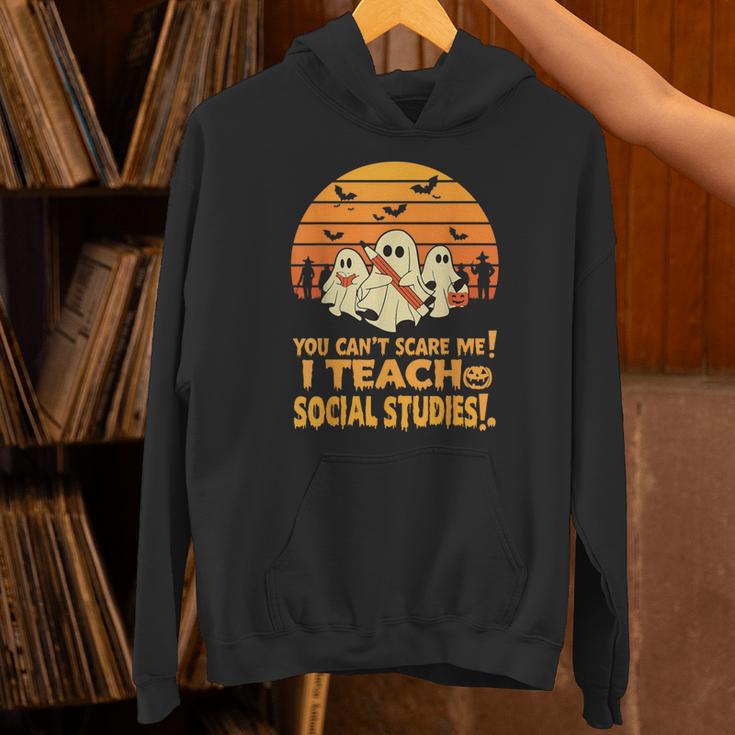 You Can't Scare Me I Teach Social Studies Teacher Halloween Unisex Hoodie, gift for family, gift for coworker