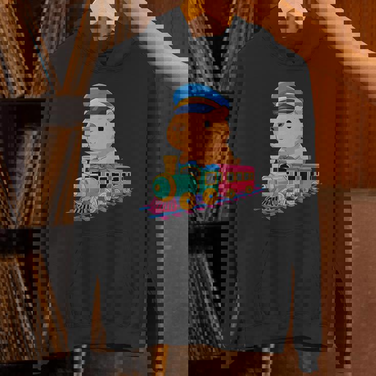 Capybara Riding Train Cute Kawaii Cartoon Rail Adventure パーカー