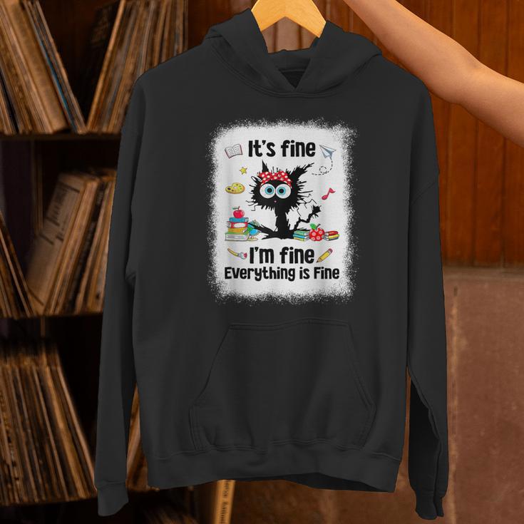 Cat It's Fine I'm Fine Everything Is Fine Teacher Life Unisex Hoodie, gift for family, gift for coworker Cat It's Fine I'm Fine Everything Is Fine Teacher Life Unisex Hoodie, gift for family, gift for coworker