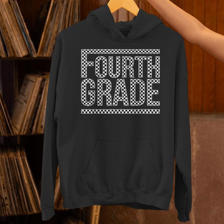 Checkered Fourth Grade Teacher Team Crew Back To School Unisex Hoodie, gift for family, gift for coworker