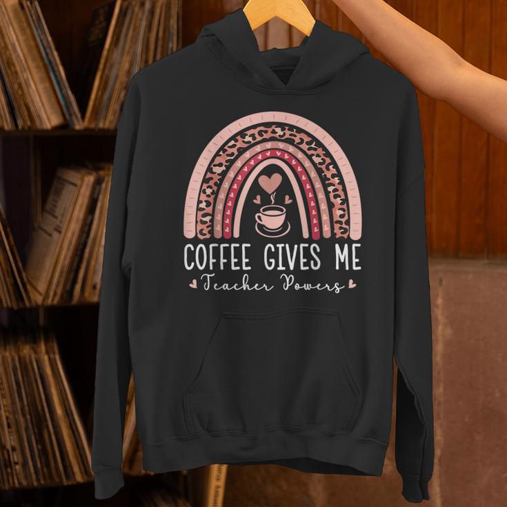 Coffee Gives Me Teacher Powers Leopard Rainbow Teacher Unisex Hoodie, gift for family, gift for coworker Coffee Gives Me Teacher Powers Leopard Rainbow Teacher Unisex Hoodie, gift for family, gift for coworker
