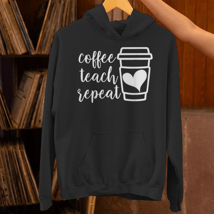 Coffee Teach Repeat Women's Misses Plus Size Teacher Unisex Hoodie, gift for family, gift for coworker