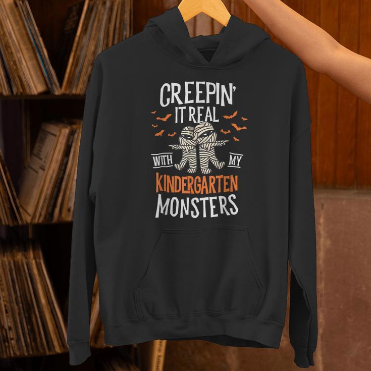 Creepin It Real Kindergarten Monsters Halloween Teacher Unisex Hoodie, gift for family, gift for coworker Creepin It Real Kindergarten Monsters Halloween Teacher Unisex Hoodie, gift for family, gift for coworker