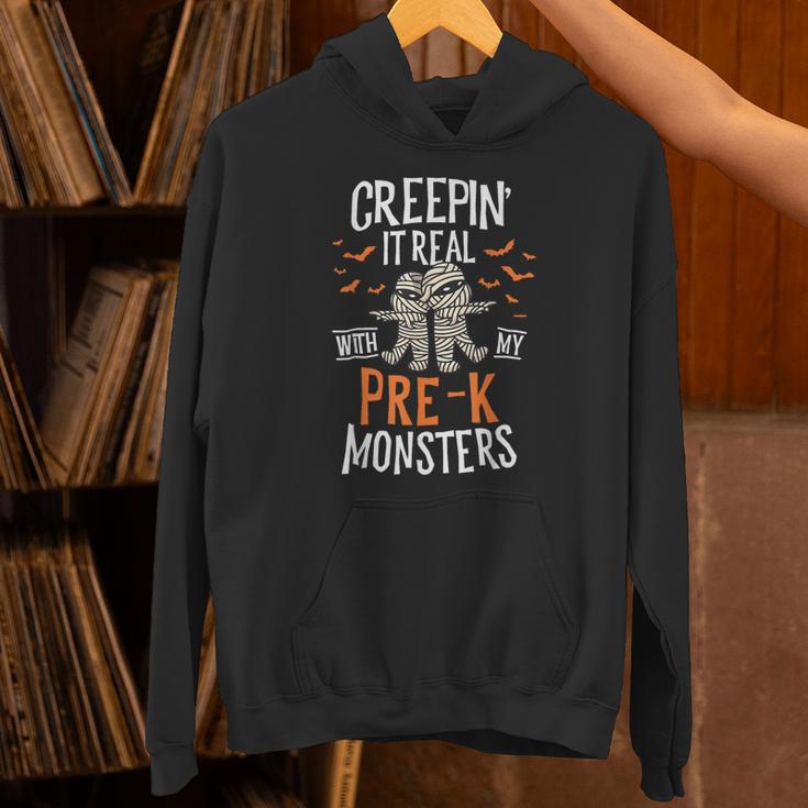 Creepin It Real Pre-K Monsters Halloween Preschool Teacher Unisex Hoodie, gift for family, gift for coworker