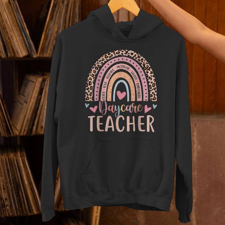 Cute Daycare Teacher Rainbow Leopard Print Childcare Worker Unisex Hoodie, gift for family, gift for coworker Cute Daycare Teacher Rainbow Leopard Print Childcare Worker Unisex Hoodie, gift for family, gift for coworker