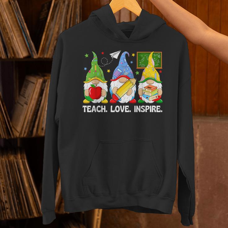 Cute Gnomes Teach Love And Inspire Back To School Teacher Unisex Hoodie, gift for family, gift for coworker Cute Gnomes Teach Love And Inspire Back To School Teacher Unisex Hoodie, gift for family, gift for coworker