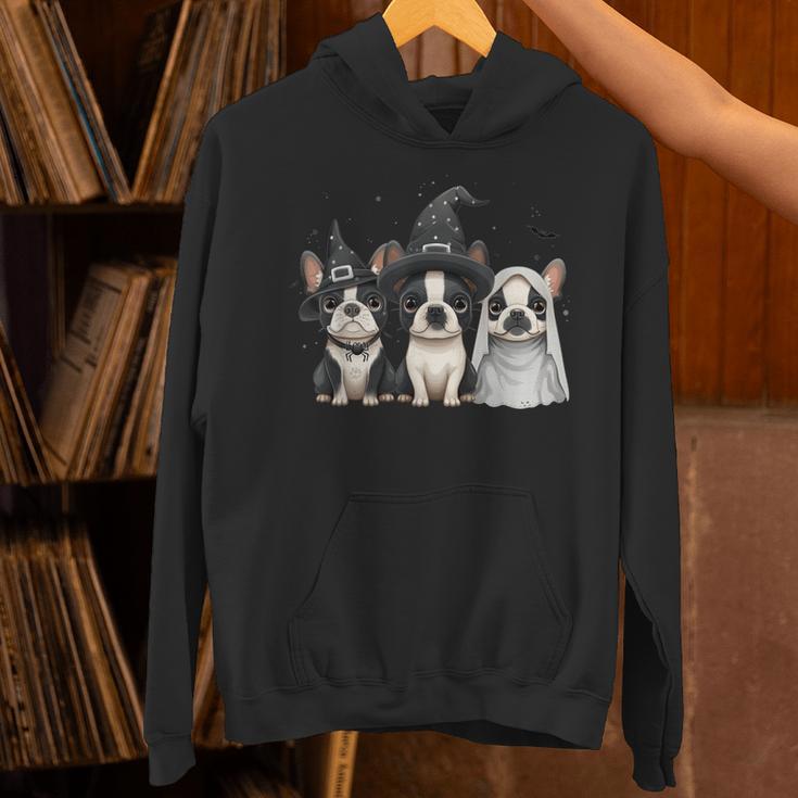 Cute Halloween Boston Terrier Dogs Witch Hat Ghost Dog For Men Women Kids Unisex Hoodie, Boston Terrier Ghost Hoodies, Boston Terrier Halloween Hoodies, gift for family, gift for coworker