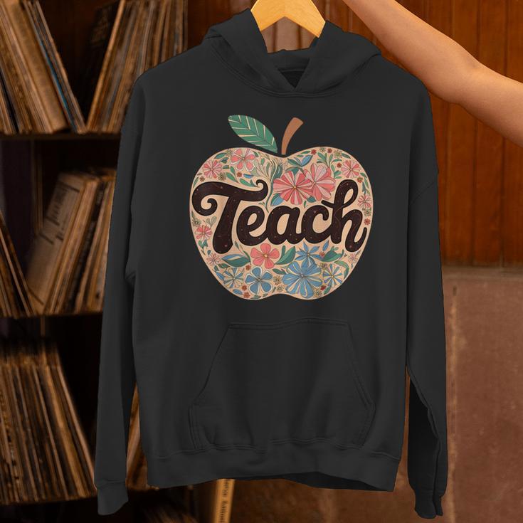 Cute Teacher With Apple Retro Teacher Kids Back To School Unisex Hoodie, gift for family, gift for coworker Cute Teacher With Apple Retro Teacher Kids Back To School Unisex Hoodie, gift for family, gift for coworker