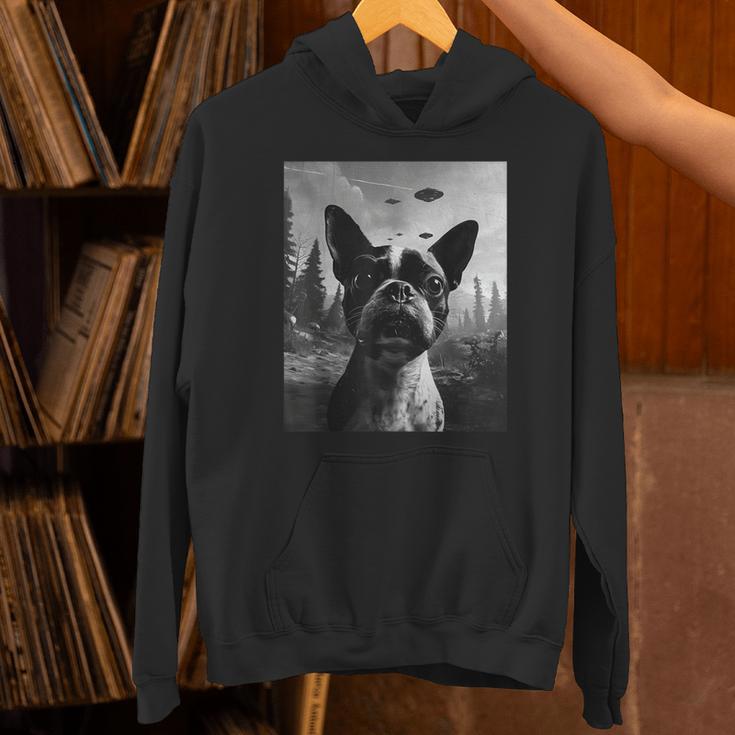 Dog Mom Dad Alien Selfie Boston Terrier UFO For Men Women Unisex Hoodie, Boston Terrier Mom Hoodies, Boston Terrier Dad Hoodies, gift for family, gift for coworker