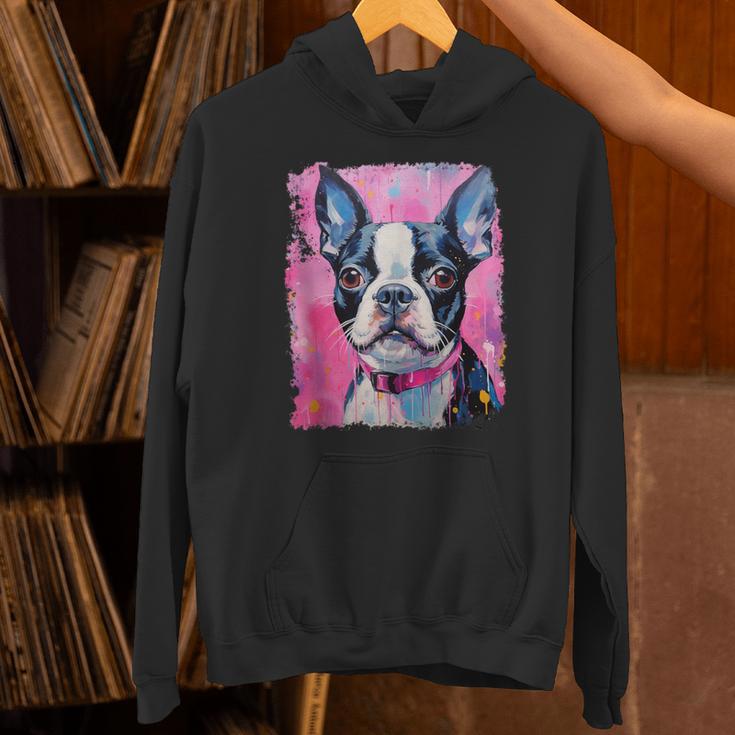 Dog Pink Boston Terrier Unisex Hoodie, gift for family, gift for coworker