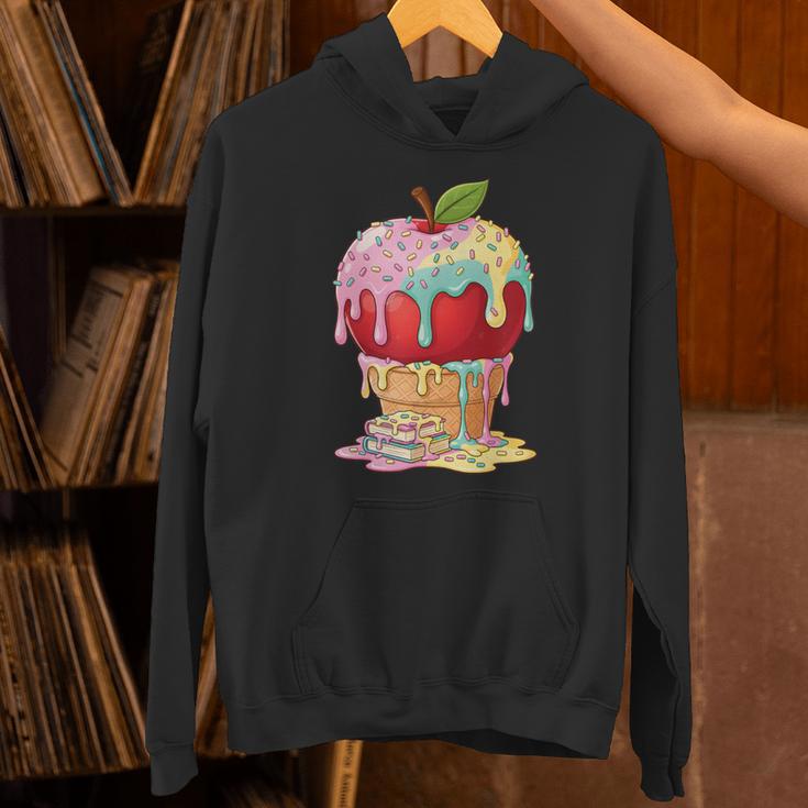 Dripping Apple Ice Cream Cone Cute Teacher Appreciation Unisex Hoodie, gift for family, gift for coworker