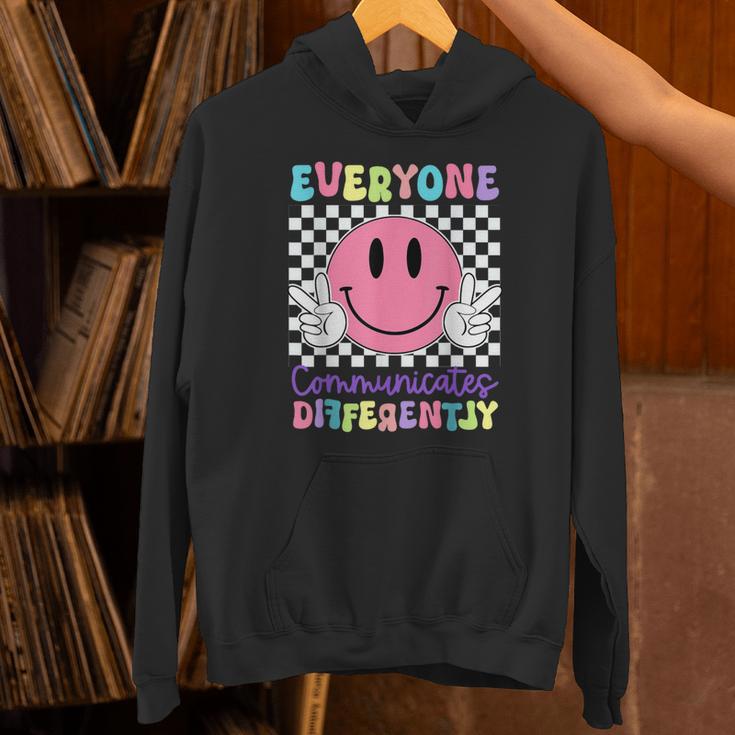 Everyone Communicates Differently Autism Awareness Teacher Unisex Hoodie, gift for family, gift for coworker Everyone Communicates Differently Autism Awareness Teacher Unisex Hoodie, gift for family, gift for coworker