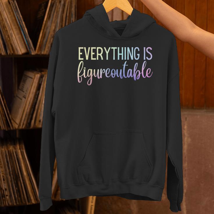 Everything Is Figureoutable Teacher Motivational - -Adults Small Short Sleeve Crew Collar Modern Fun Vacation Cotton Polyester Machine Wash Unisex Hoodie, gift for family, gift for coworker