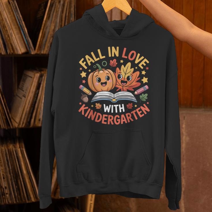 Fall In Love With Kindergarten Autumn Kindergarten Teacher Unisex Hoodie, gift for family, gift for coworker Fall In Love With Kindergarten Autumn Kindergarten Teacher Unisex Hoodie, gift for family, gift for coworker
