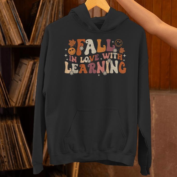 Fall In Love With Learning Autum Thanksgiving Teacher Kids Unisex Hoodie, gift for family, gift for coworker Fall In Love With Learning Autum Thanksgiving Teacher Kids Unisex Hoodie, gift for family, gift for coworker