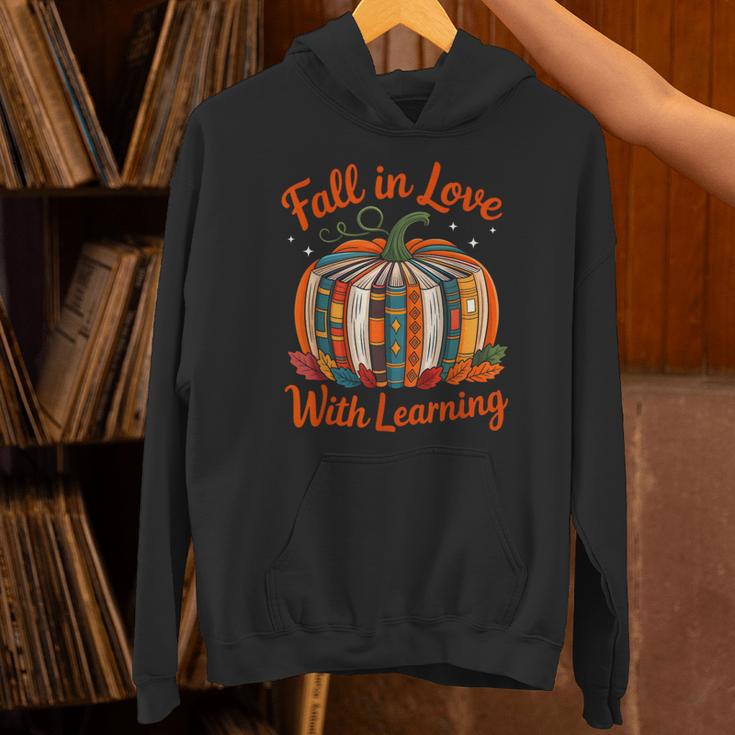 Fall In Love With Learning Book Lover Autumn Pumpkin Teacher Unisex Hoodie, gift for family, gift for coworker Fall In Love With Learning Book Lover Autumn Pumpkin Teacher Unisex Hoodie, gift for family, gift for coworker