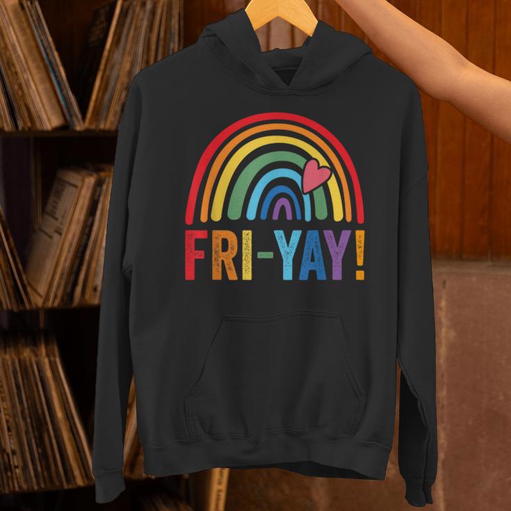Fri-Yay Friyay Rainbow Colors Teacher Childrens Fun Designs Unisex Hoodie, gift for family, gift for coworker Fri-Yay Friyay Rainbow Colors Teacher Childrens Fun Designs Unisex Hoodie, gift for family, gift for coworker